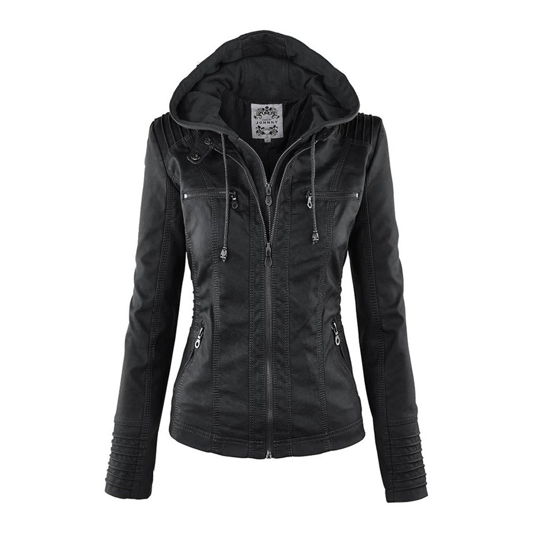 Margot | Women's Hooded Zip-Up Fitted Leather Jacket