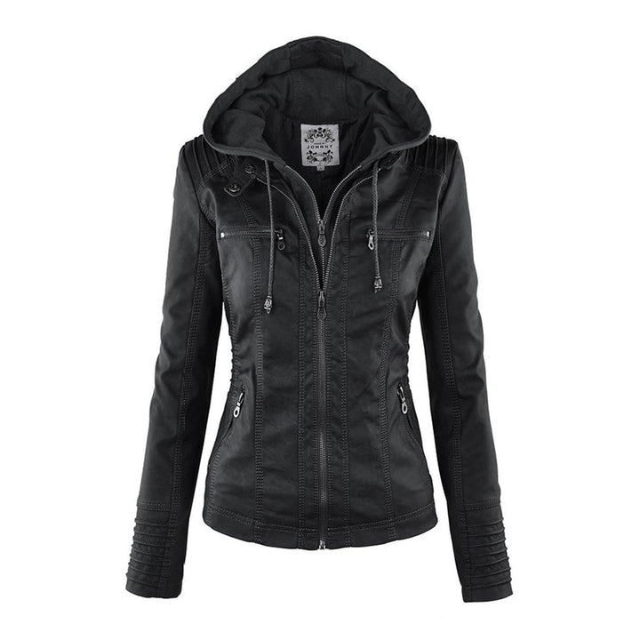 Margot | Women's Hooded Zip-Up Fitted Leather Jacket