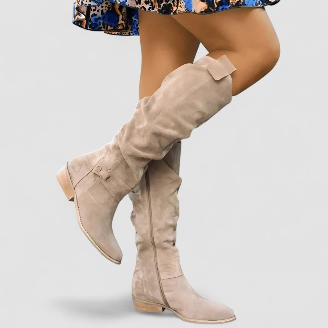 Margot | Women's Orthopedic Slouch Buckle Strap Knee-High Boots