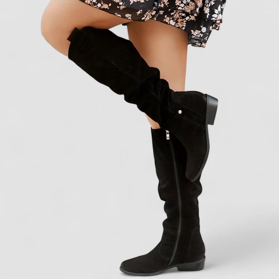 Margot | Women's Orthopedic Slouch Buckle Strap Knee-High Boots