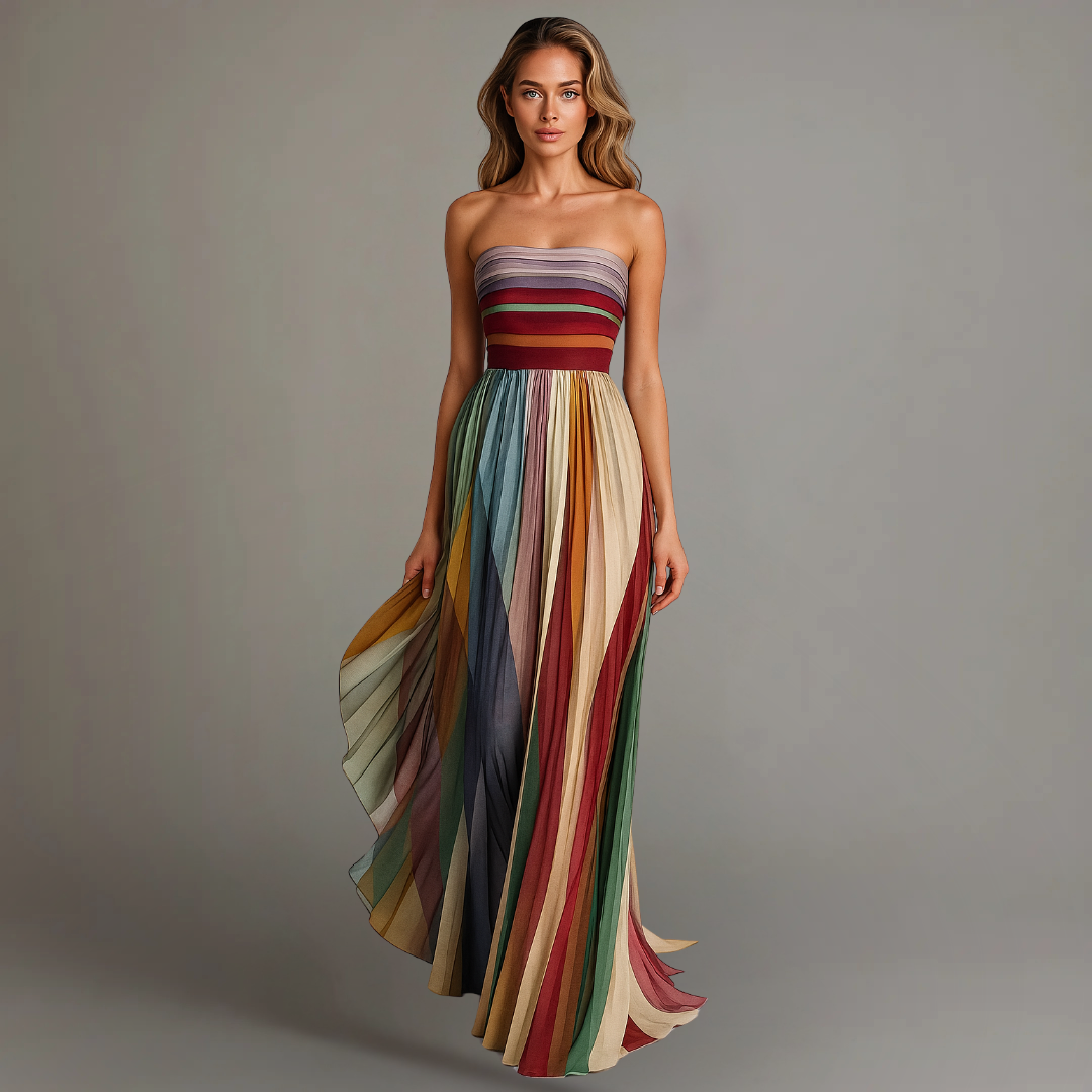 Margot | Women's Summer Pleated Strapless Maxi Dress