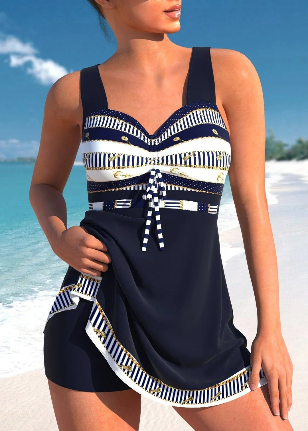 Marina | Women's Sweetheart Tie Front Skirted Tankini