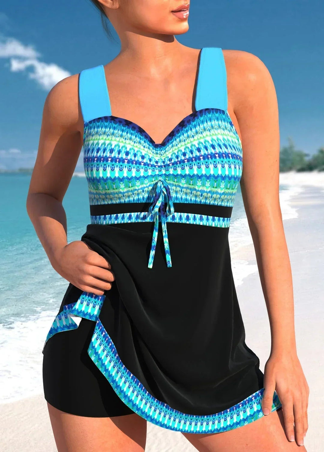 Marina | Women's Sweetheart Tie Front Skirted Tankini