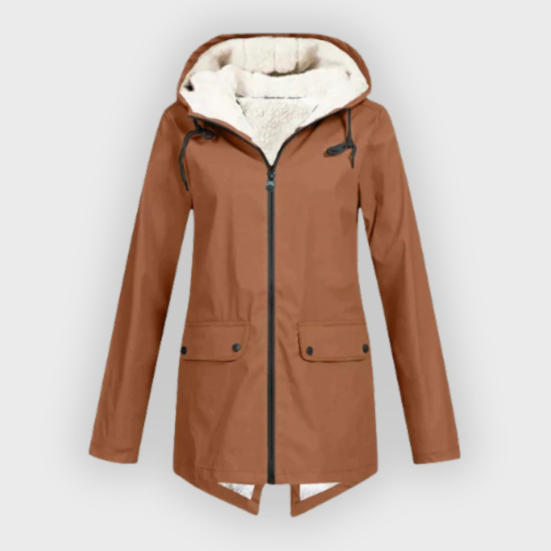 Millie | Women's Hooded Zip-Front Long Sleeve Trench Coat