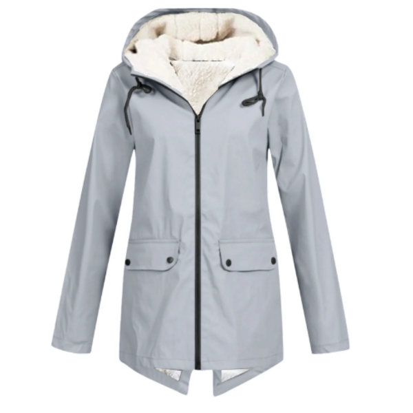 Millie | Women's Hooded Zip-Front Long Sleeve Trench Coat