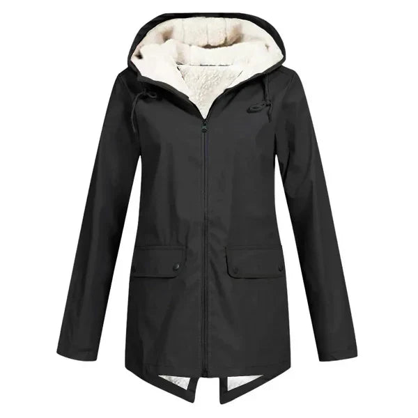 Millie | Women's Hooded Zip-Front Long Sleeve Trench Coat