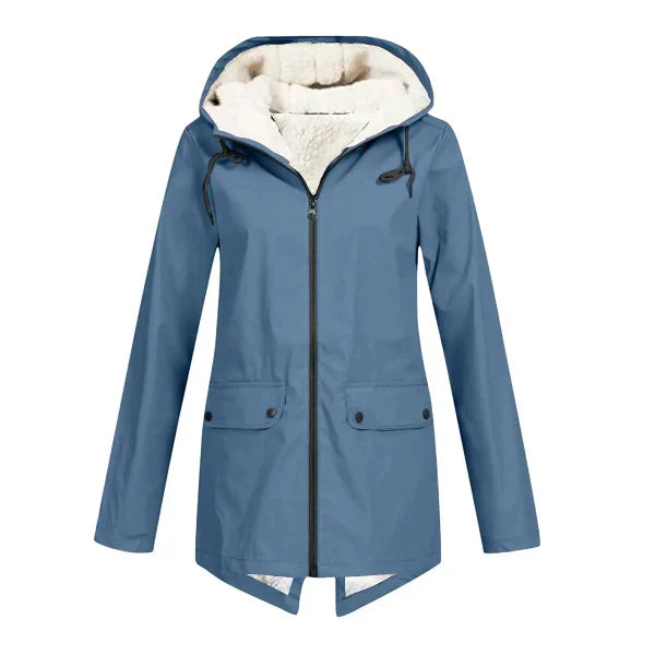 Millie | Women's Hooded Zip-Front Long Sleeve Trench Coat