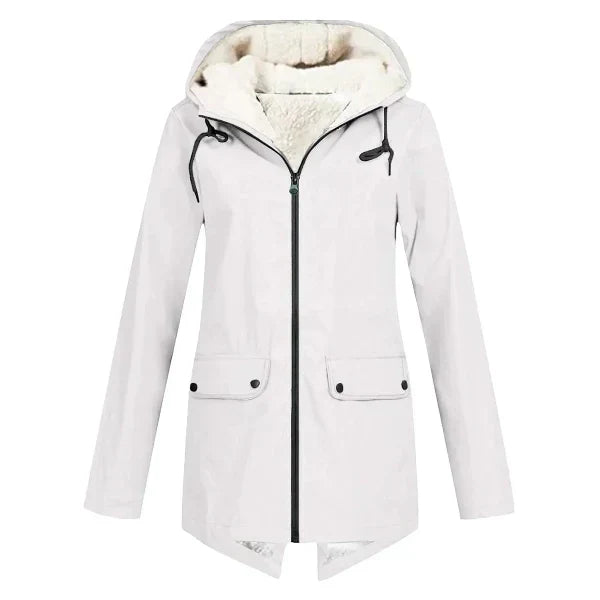 Millie | Women's Hooded Zip-Front Long Sleeve Trench Coat