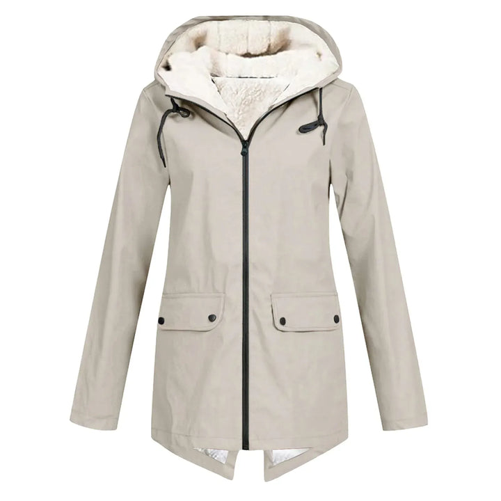 Millie | Women's Hooded Zip-Front Long Sleeve Trench Coat