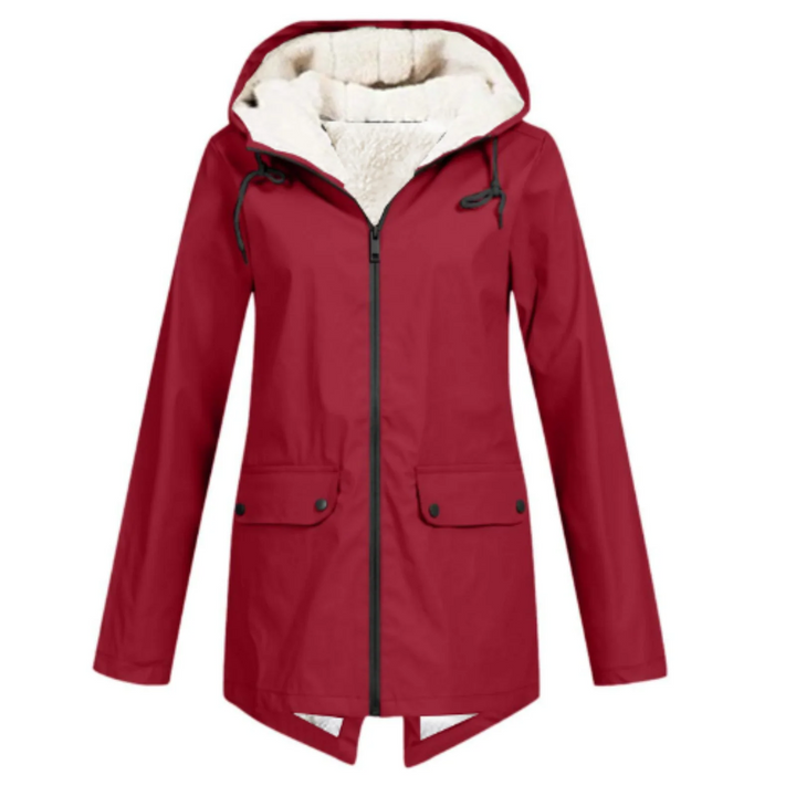 Millie | Women's Hooded Zip-Front Long Sleeve Trench Coat