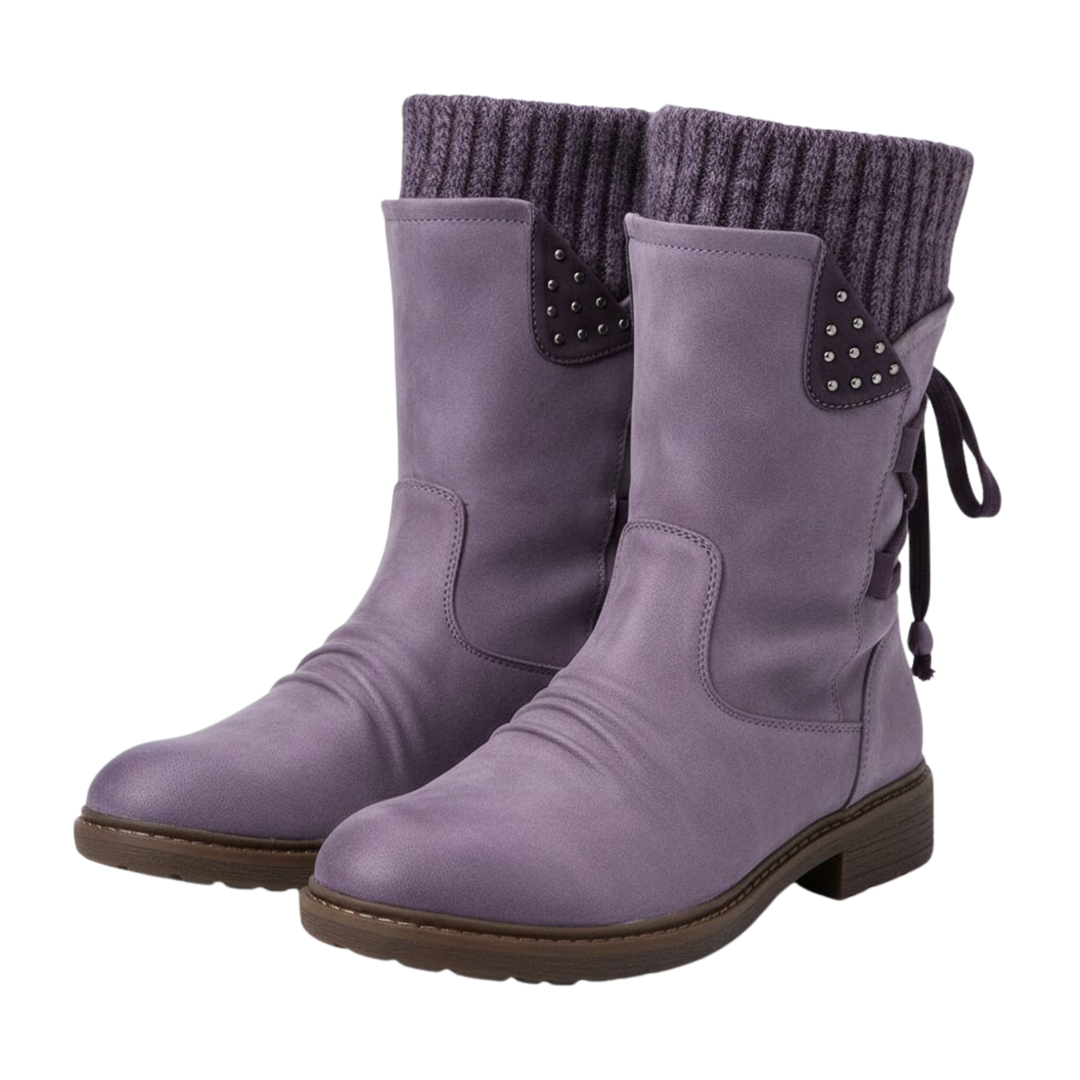 Odile | Women's Orthopedic Knit Cuff Studded Mid-Calf Boots