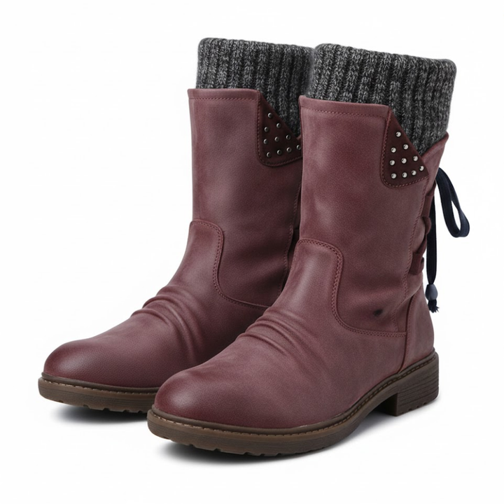 Odile | Women's Orthopedic Knit Cuff Studded Mid-Calf Boots