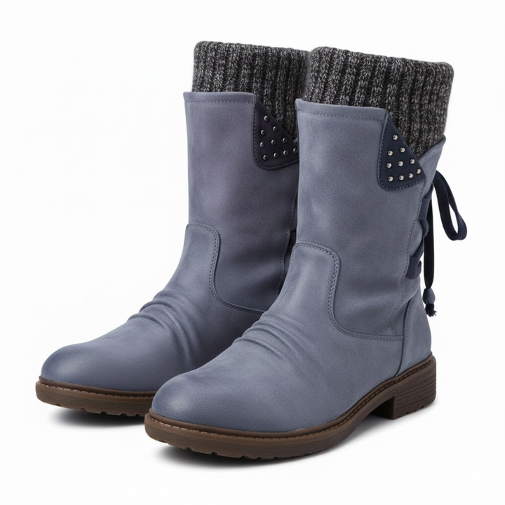 Odile | Women's Orthopedic Knit Cuff Studded Mid-Calf Boots