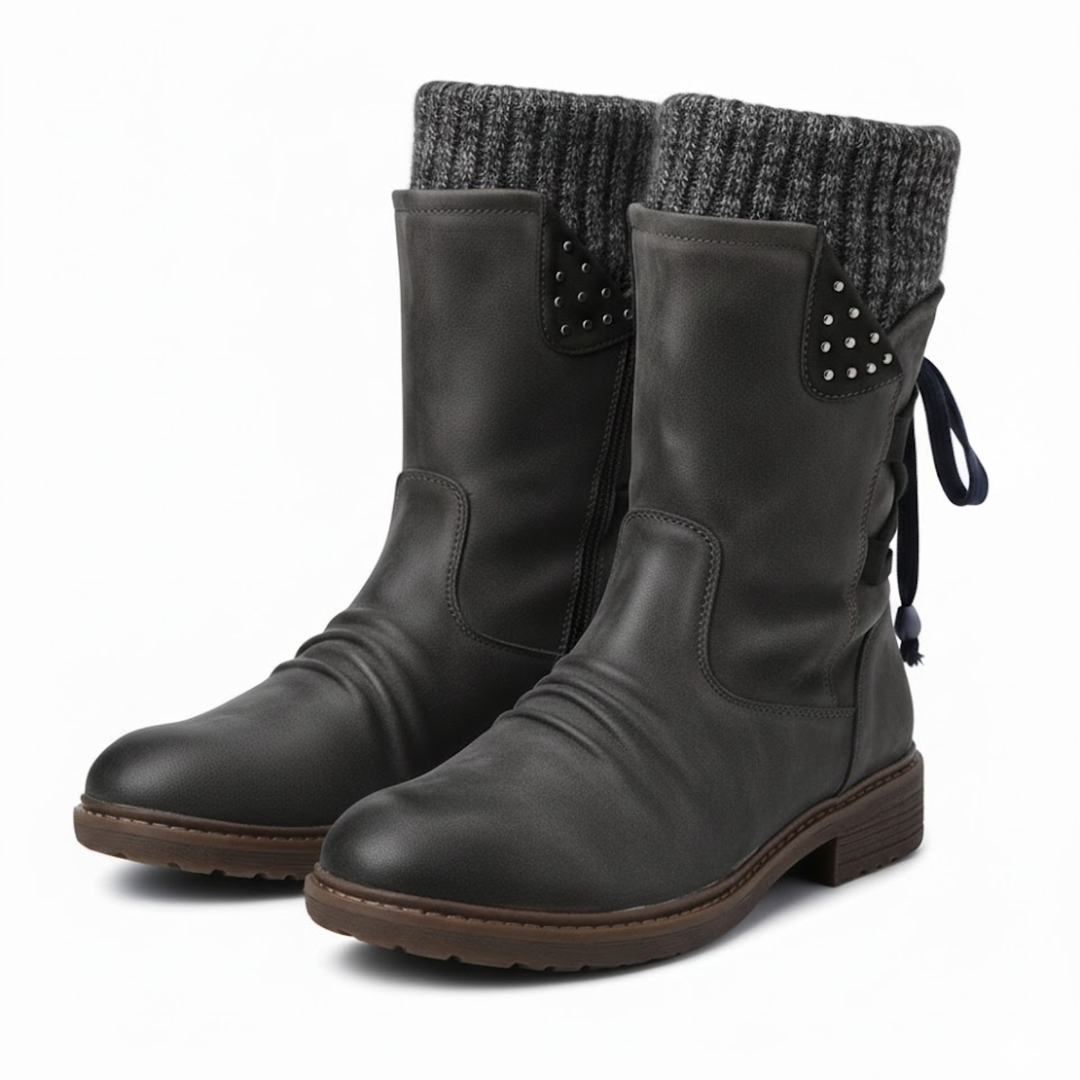 Odile | Women's Orthopedic Knit Cuff Studded Mid-Calf Boots