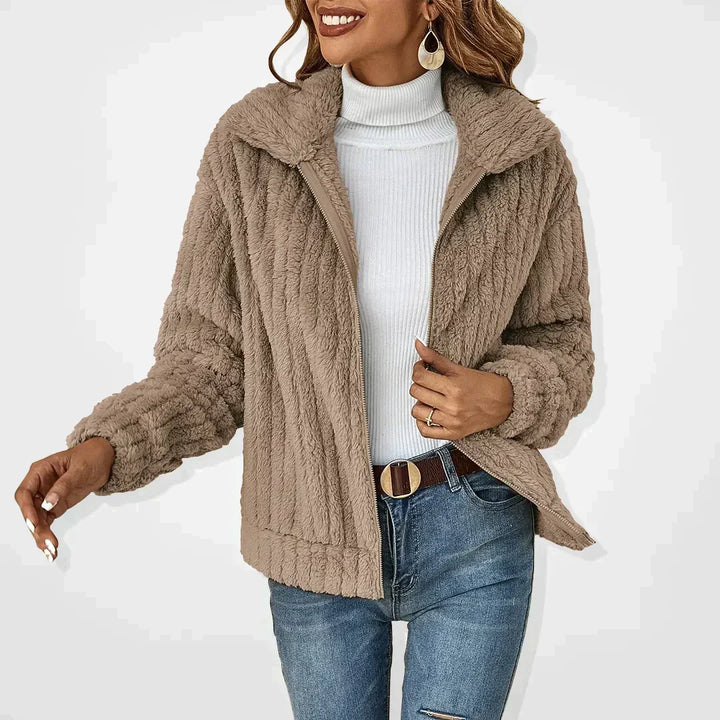 Ottilie | Women's Notch Lapel Zip Front Belted Jacket