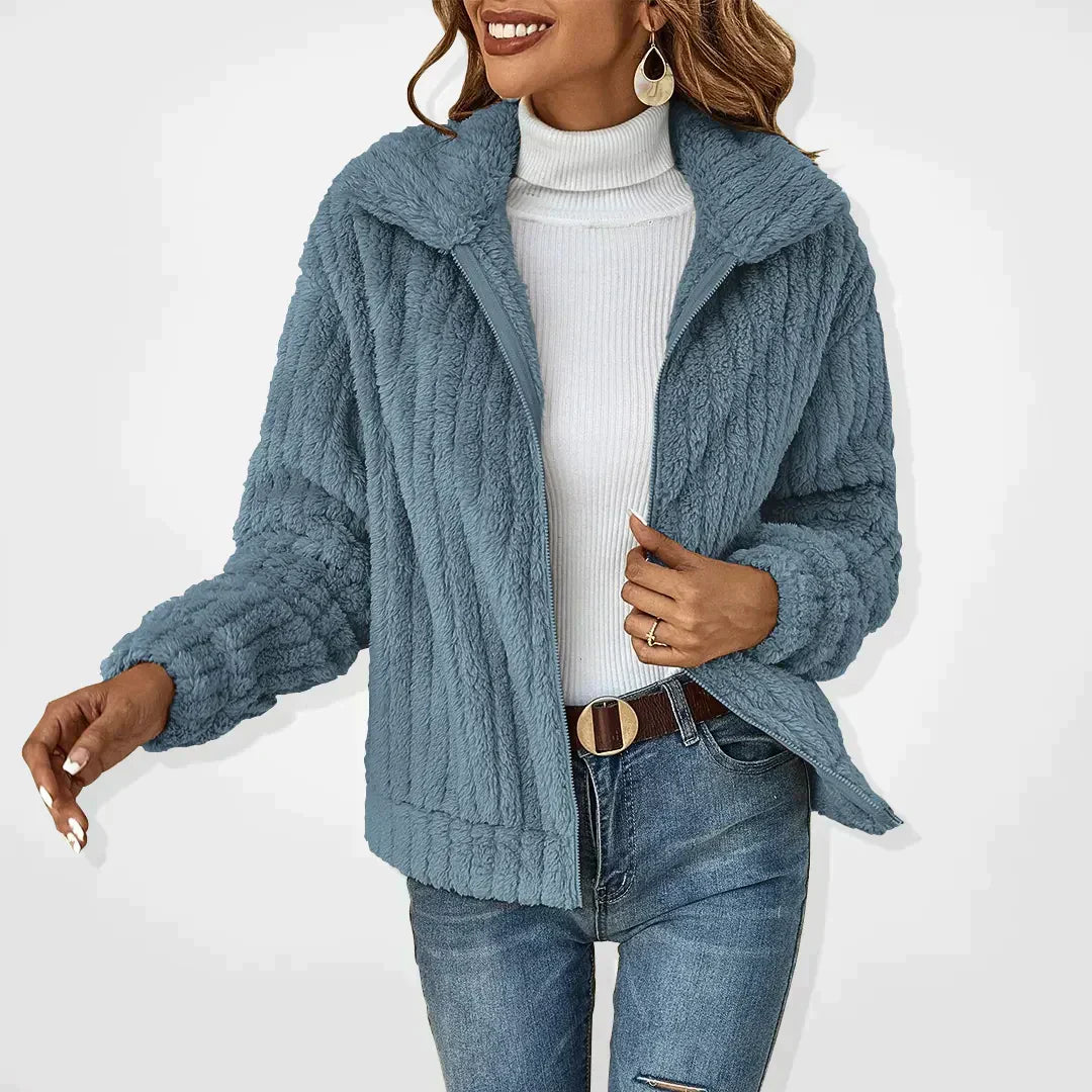 Ottilie | Women's Notch Lapel Zip Front Belted Jacket