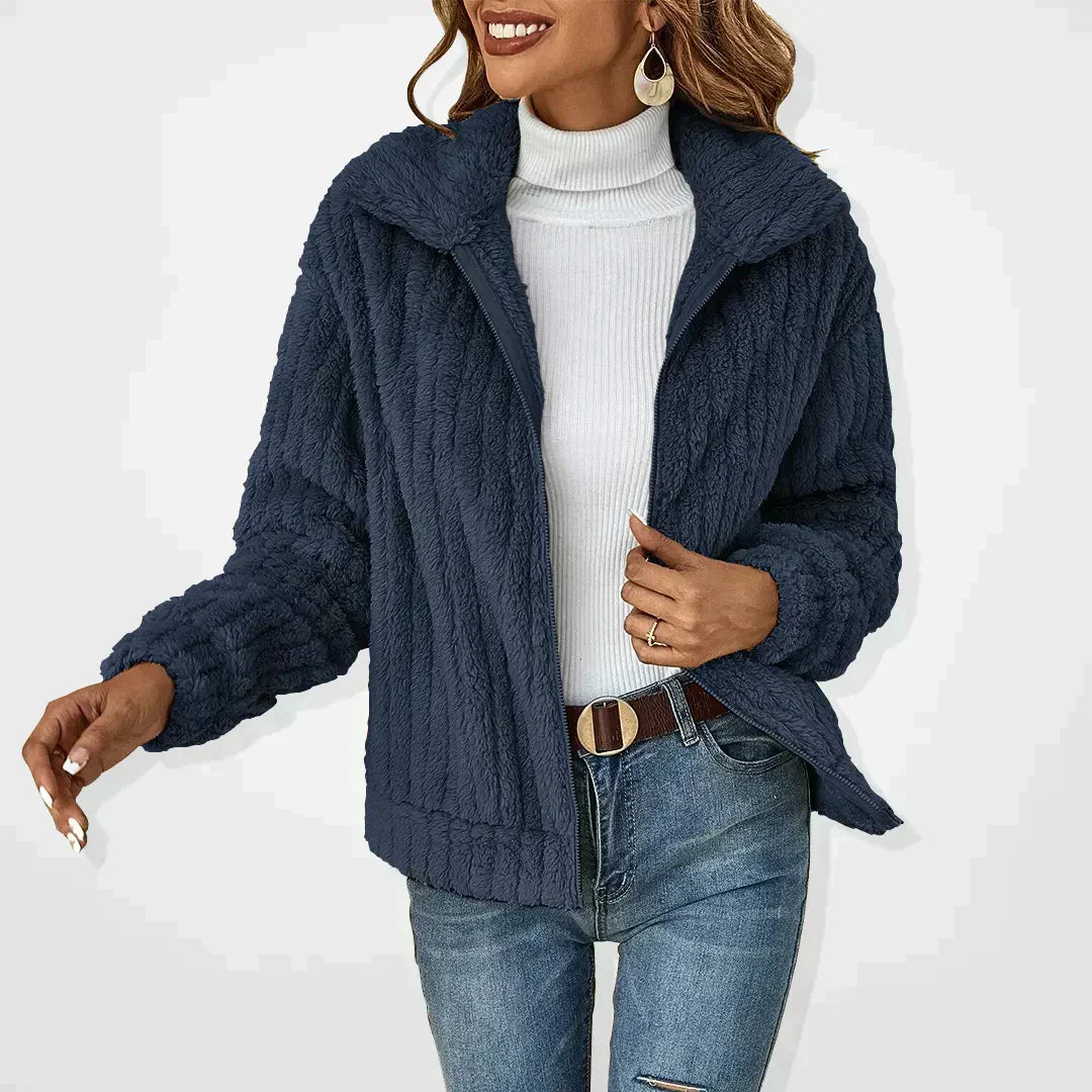 Ottilie | Women's Notch Lapel Zip Front Belted Jacket
