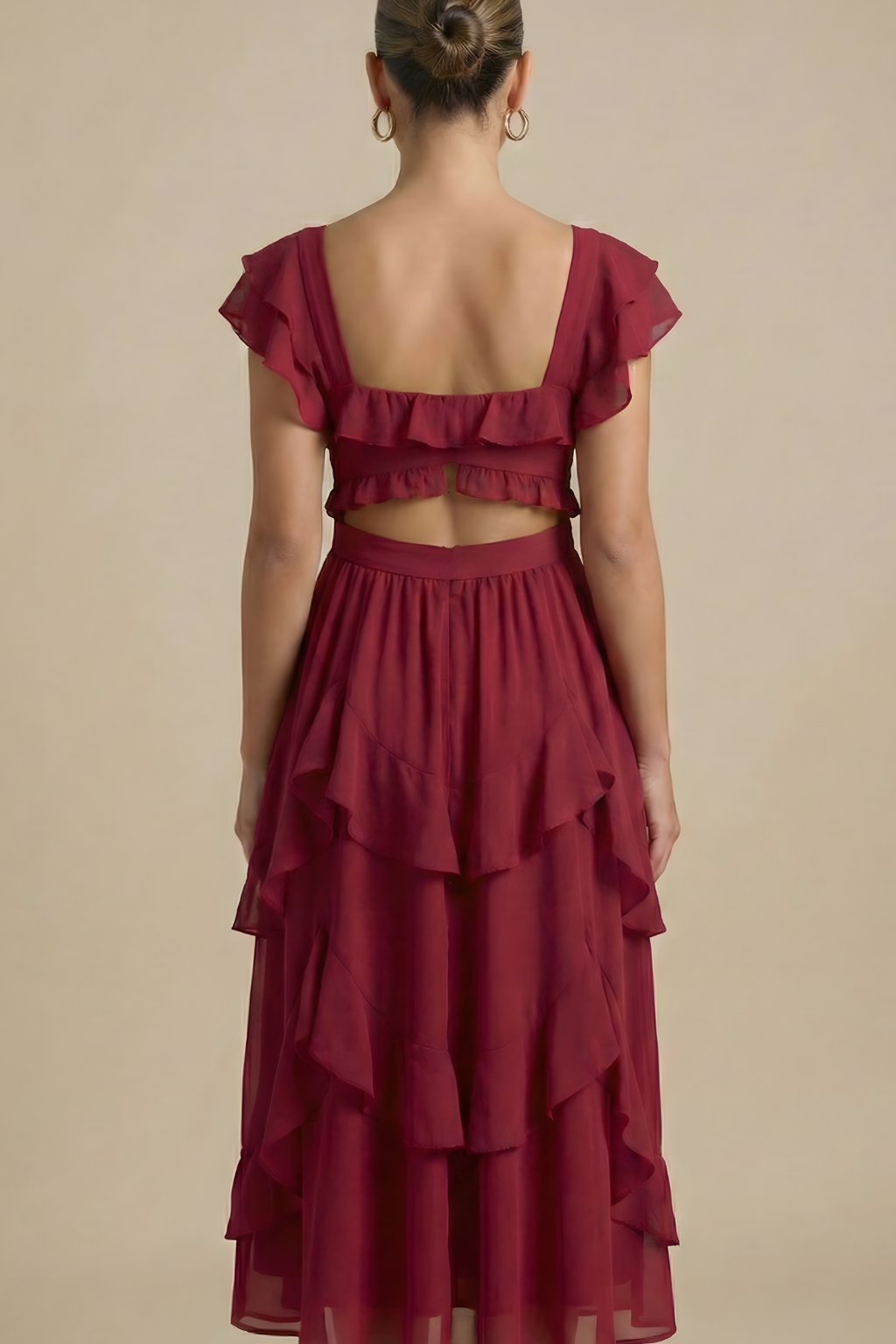 Penelope | Women's Wedding Guest Chiffon Tiered Midi Dress