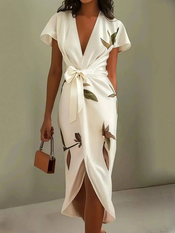 Philippa | Women's Wedding Guest Wrap V Neck Midi Dress