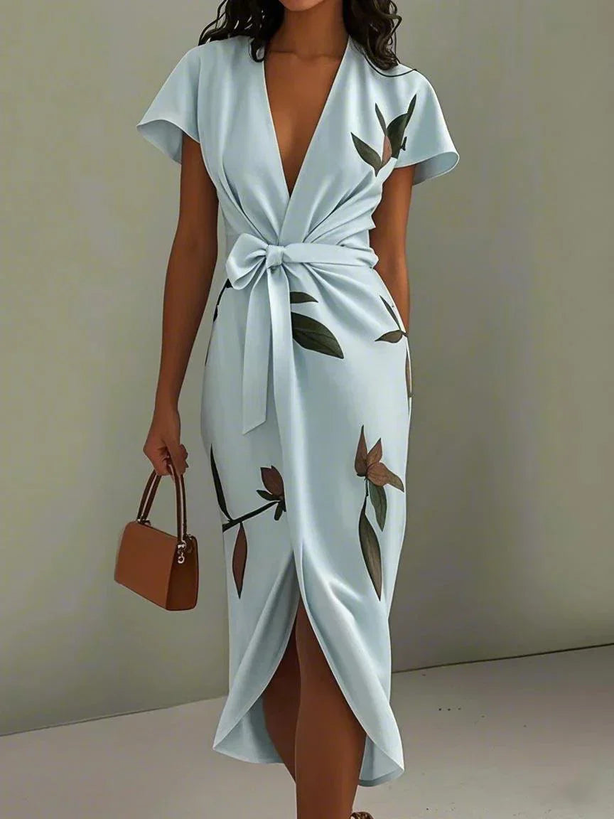Philippa | Women's Wedding Guest Wrap V Neck Midi Dress