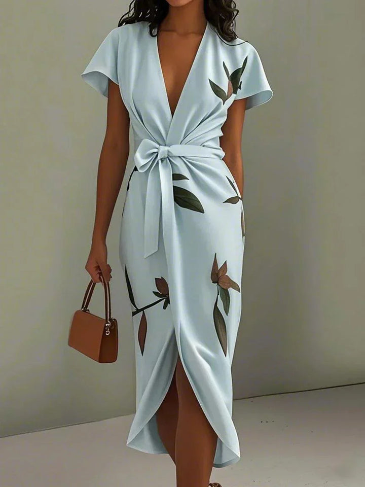 Philippa | Women's Wedding Guest Wrap V Neck Midi Dress