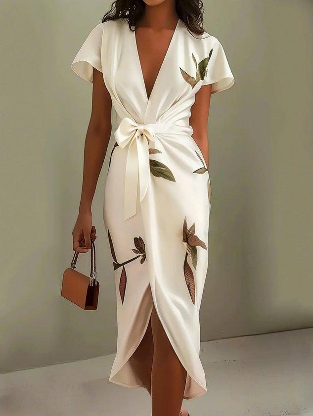 Philippa | Women's Wedding Guest Wrap V Neck Midi Dress