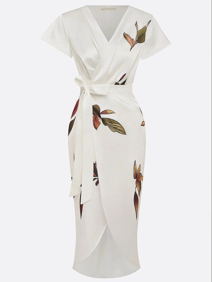 Philippa | Women's Wedding Guest Wrap V Neck Midi Dress