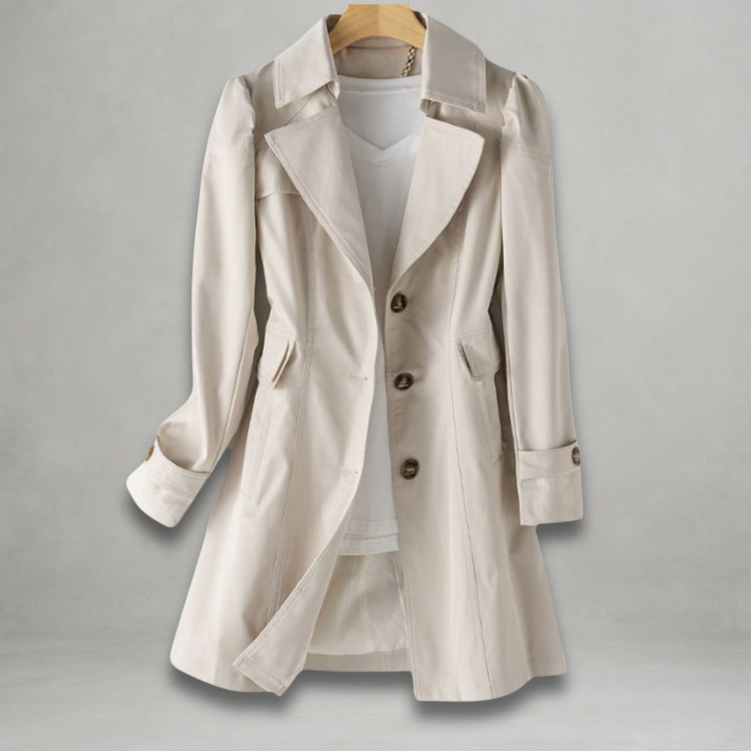 Phoebe | Women's Classic Notch Collar Long Sleeve Short Trench Coat