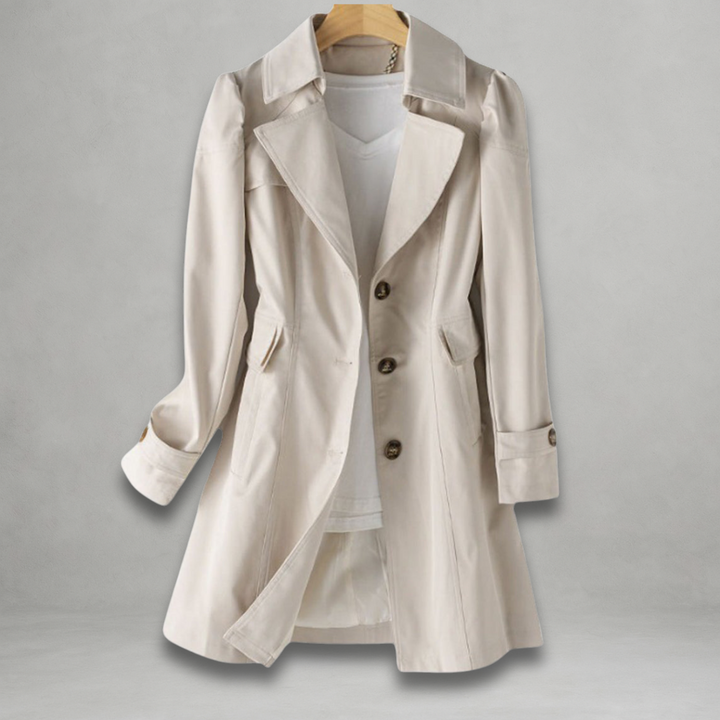 Phoebe | Women's Classic Notch Collar Long Sleeve Short Trench Coat