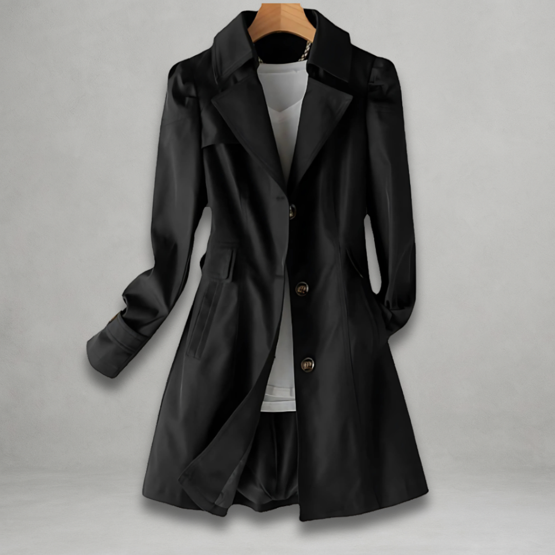 Phoebe | Women's Classic Notch Collar Long Sleeve Short Trench Coat