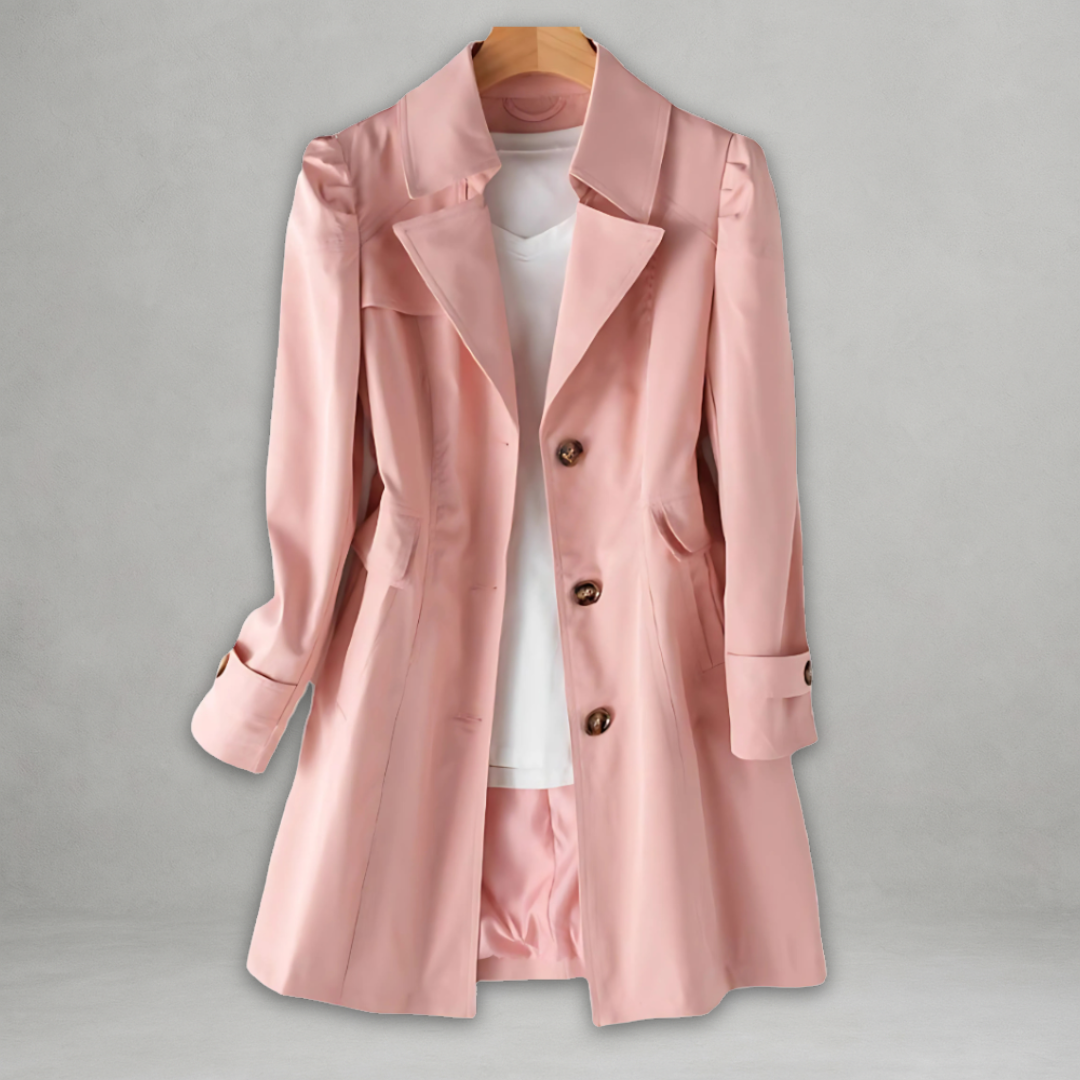 Phoebe | Women's Classic Notch Collar Long Sleeve Short Trench Coat