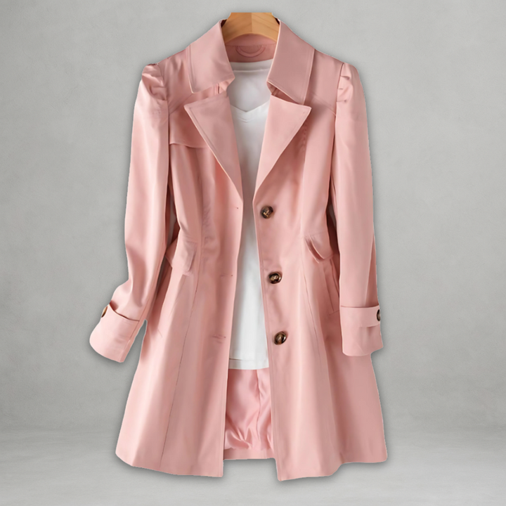 Phoebe | Women's Classic Notch Collar Long Sleeve Short Trench Coat