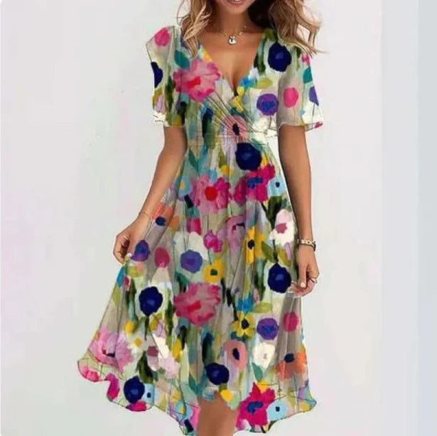 Rosalie | Women's Wrap V-Neck Flutter Sleeve Midi Dress