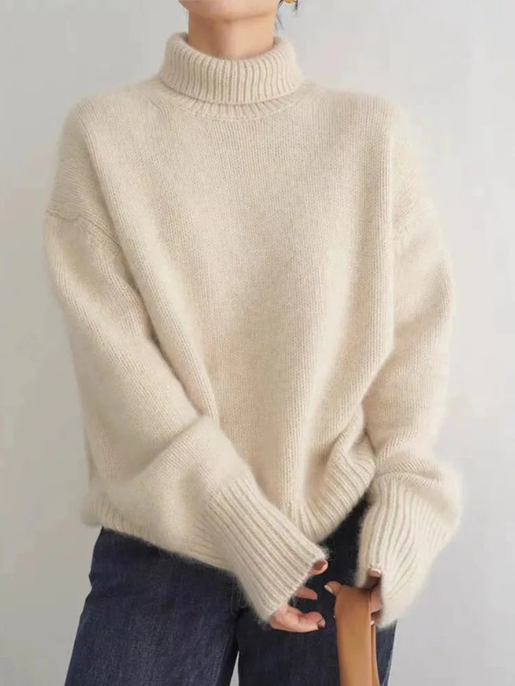 Rosalind | Women's Oversized Turtleneck Ribbed Cuff Jumper
