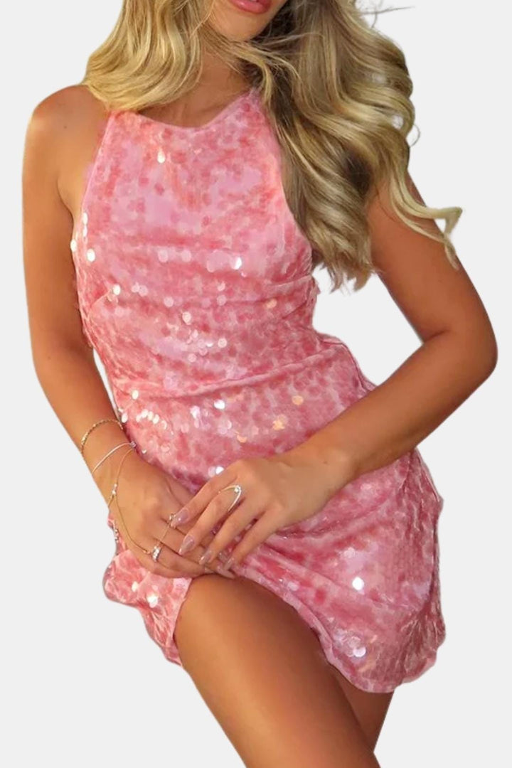 Sienna | Women's Sleeveless Sequin Cocktail Mini Dress Fitted