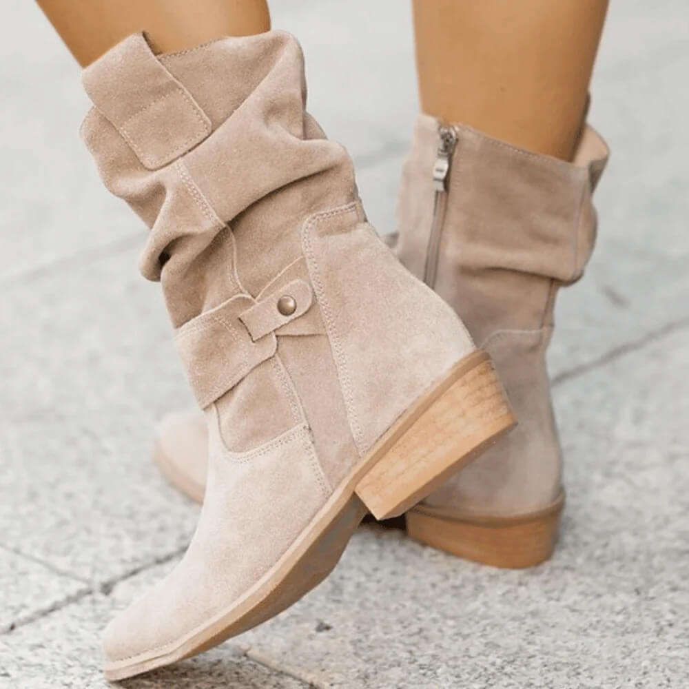 Willow | Women's Orthopedic Fold-Over Button Strap Ankle Boots