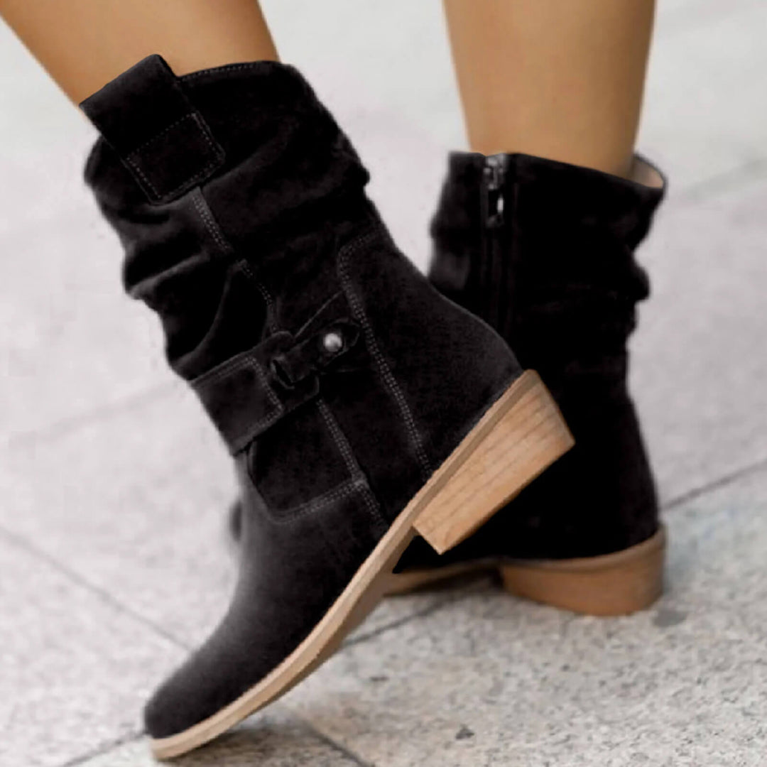 Willow | Women's Orthopedic Fold-Over Button Strap Ankle Boots