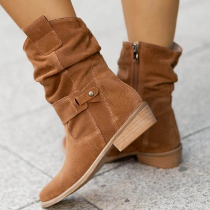 Willow | Women's Orthopedic Fold-Over Button Strap Ankle Boots