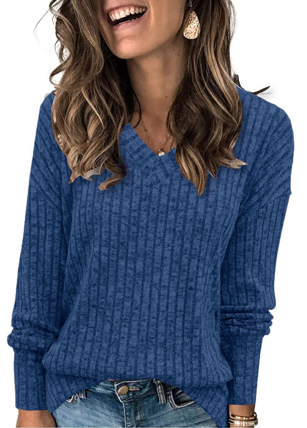 Willow | Women's Oversized Ribbed V-Neck Long Sleeve Jumper