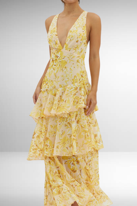 Xanthe | Women's Floral Tiered Maxi Summer Dress V Neck