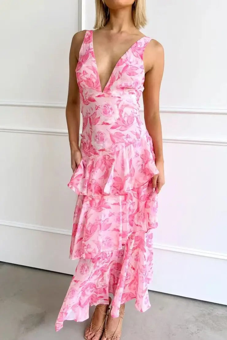 Xanthe | Women's Floral Tiered Maxi Summer Dress V Neck