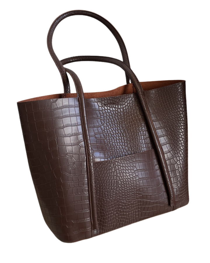 Tote Bag – Crocodile Pattern, Magnetic Buckle, Double Strap