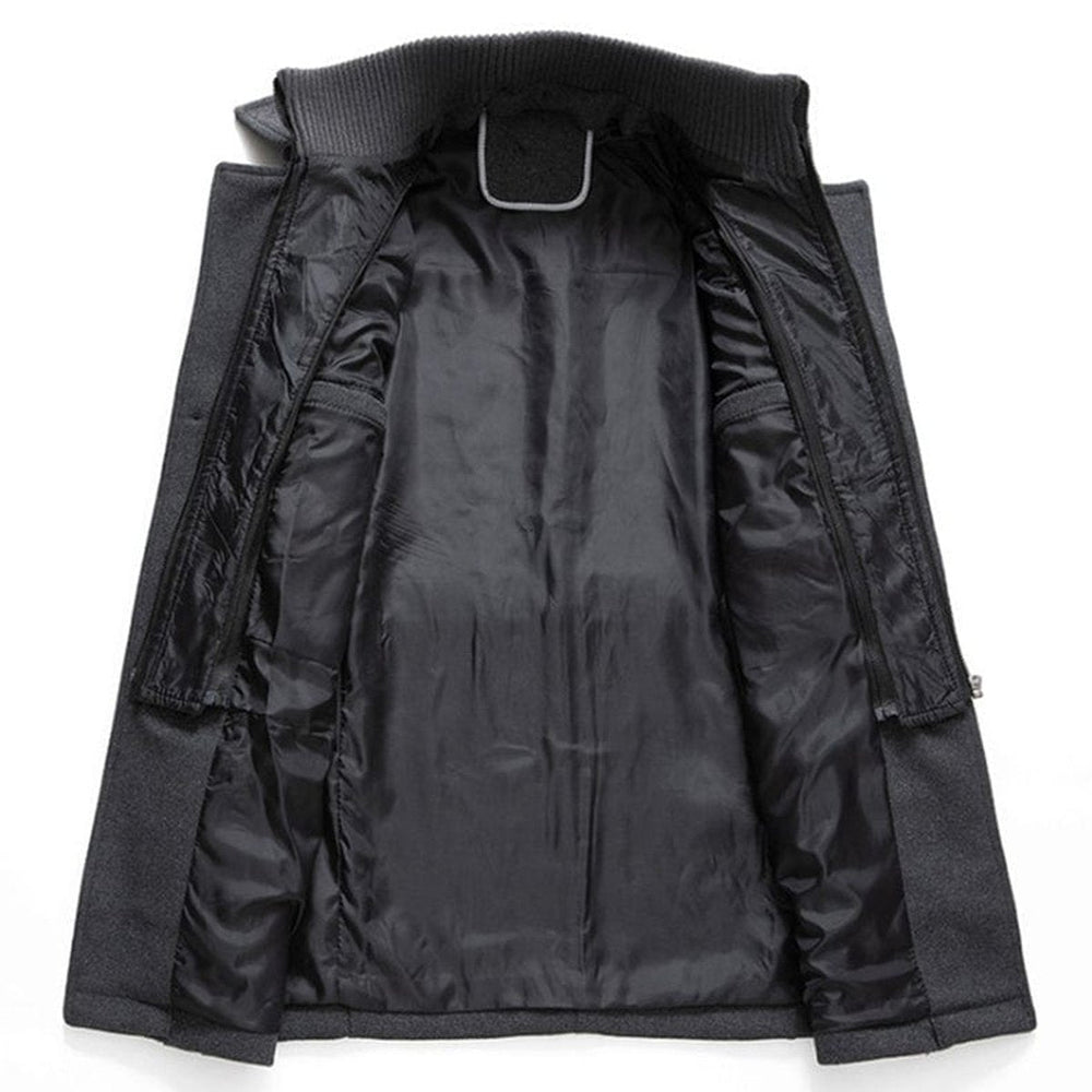 Barnaby overcoat interior view showing lining and inner pockets