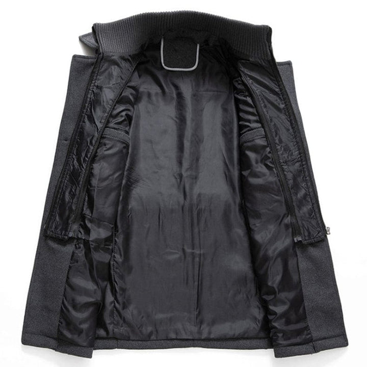 Barnaby overcoat interior view showing lining and inner pockets