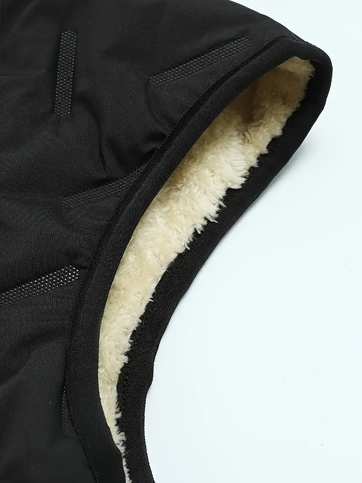 Close-up of hood-free collar opening showing fleece lining texture