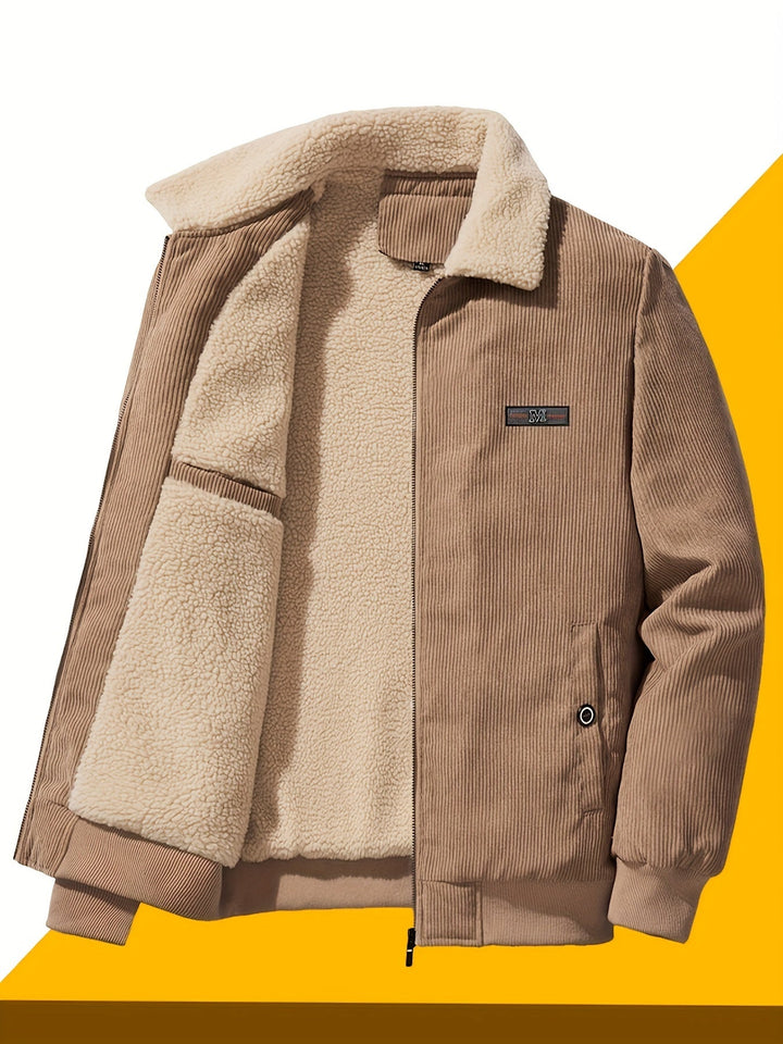 Barnaby corduroy jacket in tan, front view