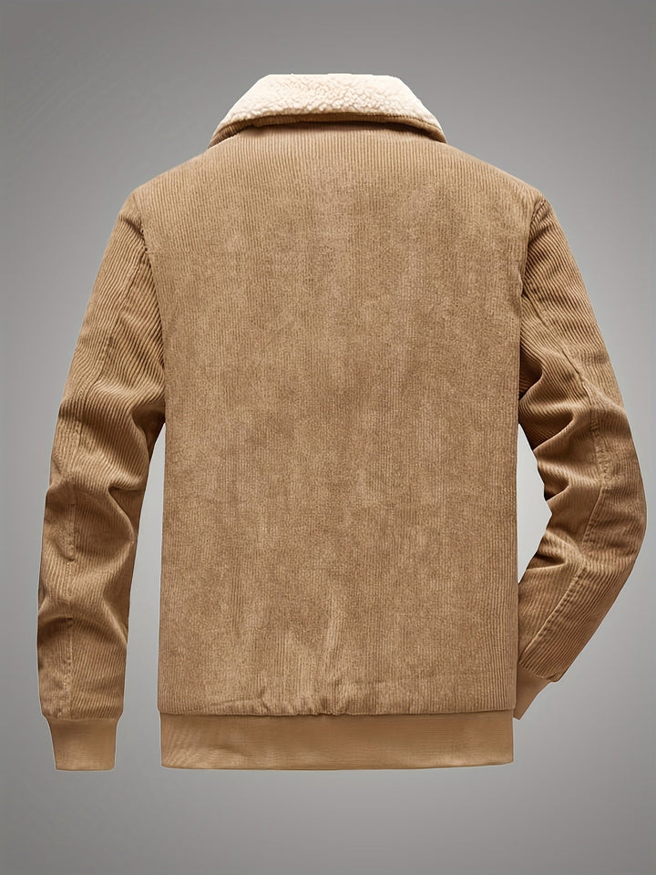 Barnaby corduroy jacket in tan, back view