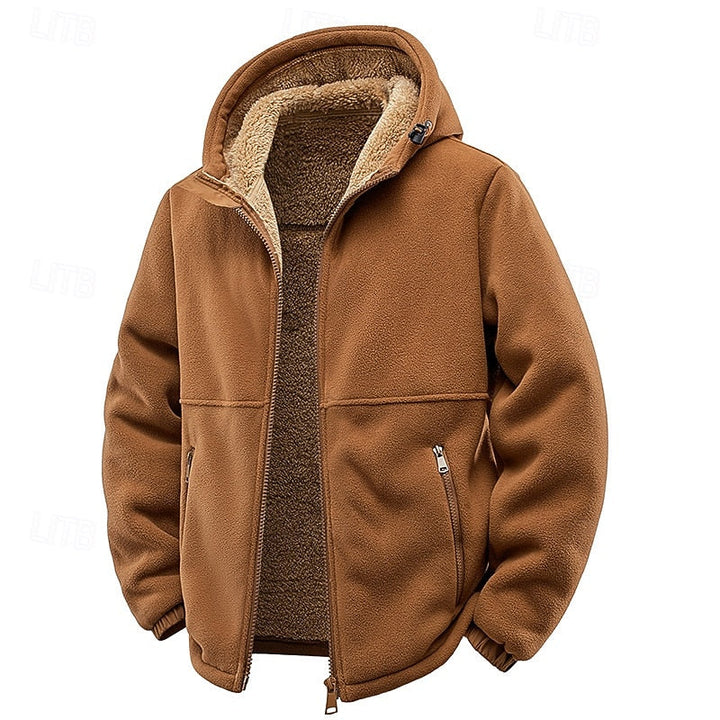 Desmond hooded full-zip fleece jacket with sherpa lining, front view