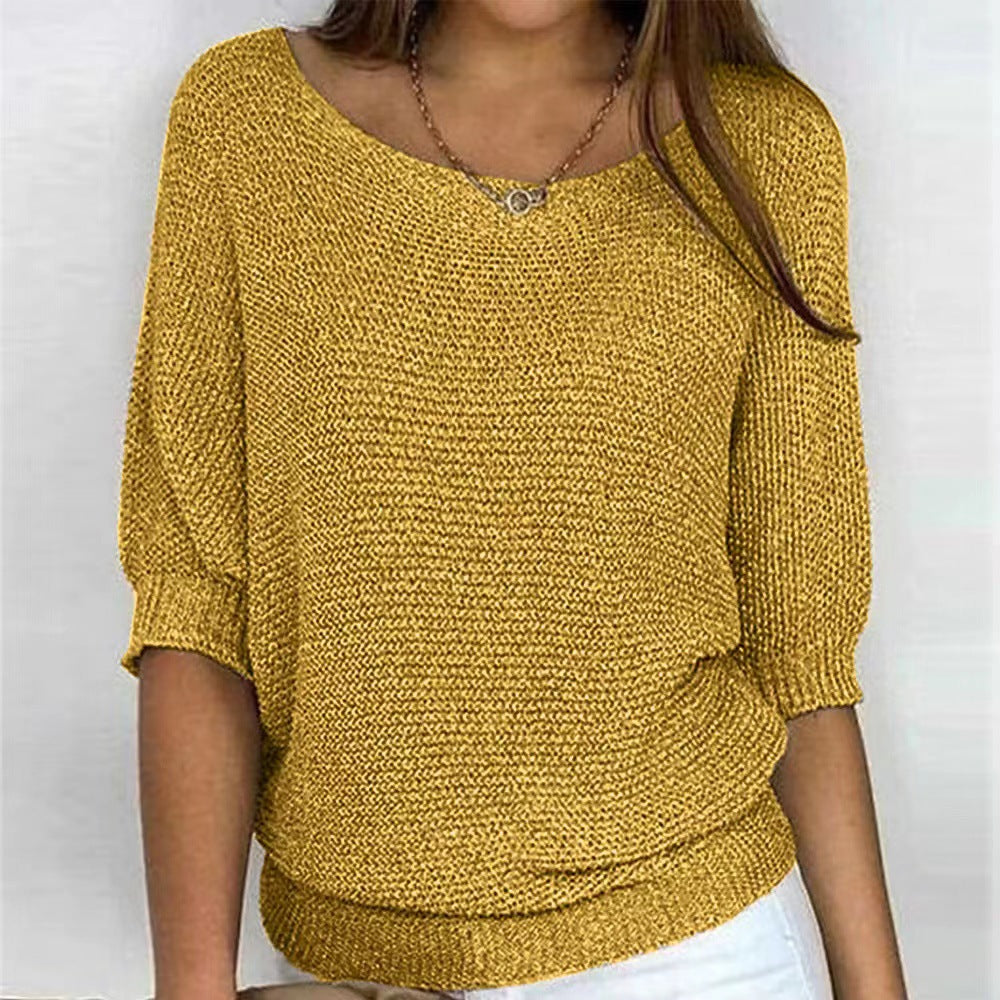 Eloise mustard yellow batwing sleeve boat neck jumper, front view