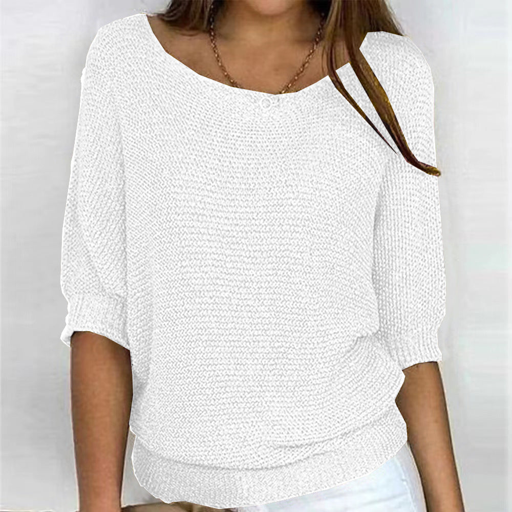 Eloise white batwing sleeve boat neck jumper, front view